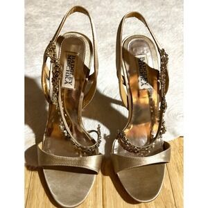 Badgley‎ Mischka Women's Champagne Rhinestone Strappy Heels Pumps Size 7.5